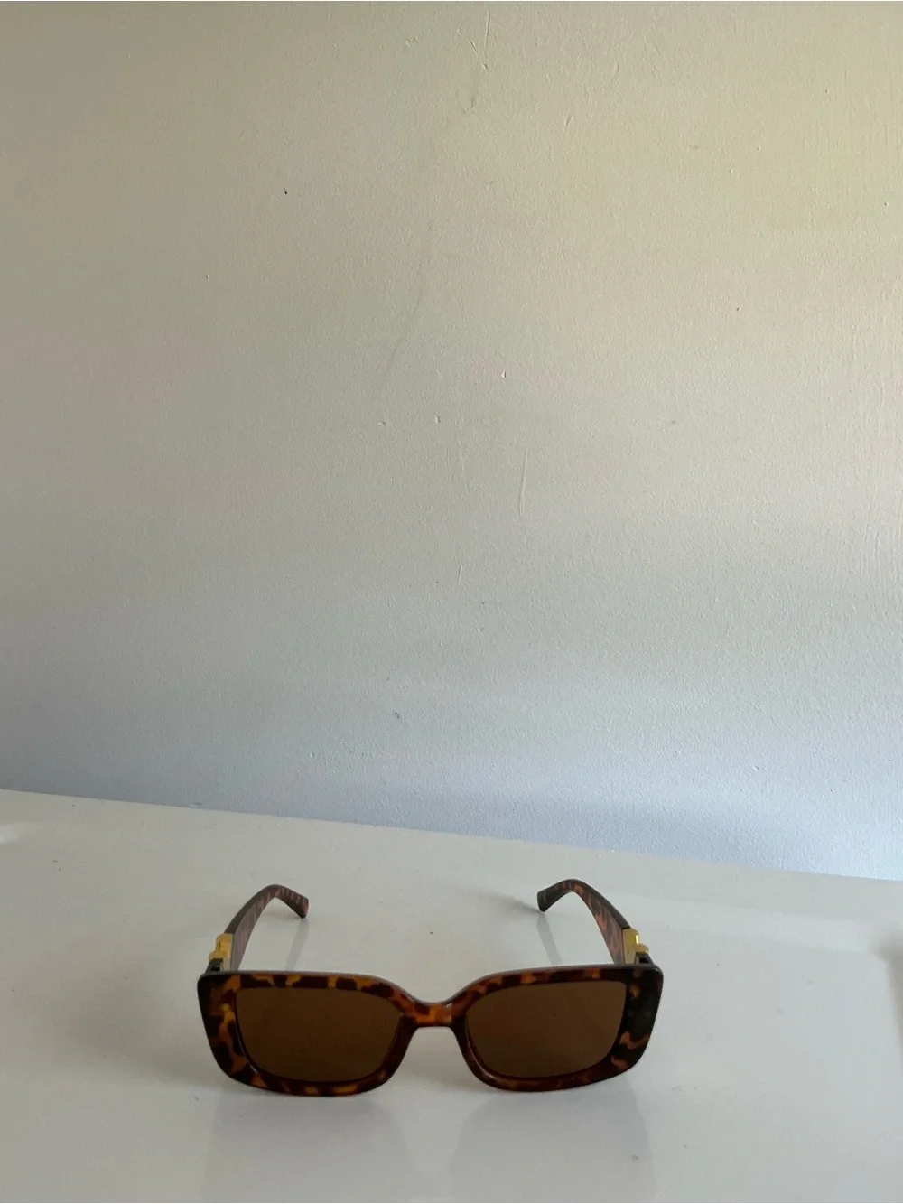 Tortoiseshell Rectangular Women's Sunglasses - Brown Lenses